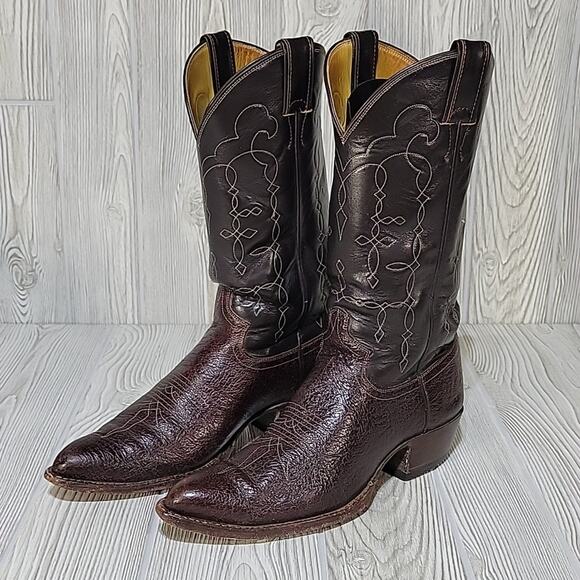 Justin Boots Style 8561 Brown Leather Pointed Toe Cowboy Western Boots - Picture 9 of 15